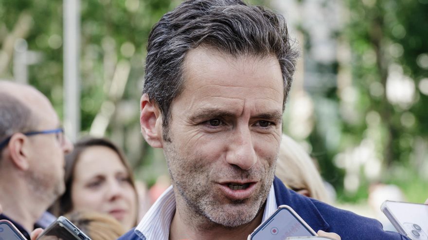El  portavoz de campaña del PP, Borja Sémper, durante la presentación de la candidatura por Madrid para las elecciones del 23 de julio, en Plaza de España, a 5 de julio de 2023, en Madrid (España).