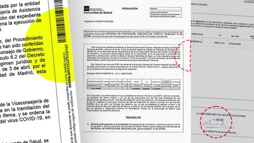 La adjudicación por la que el hermano de Ayuso cobró una comisión está firmada a mano y no tiene código de verificación
