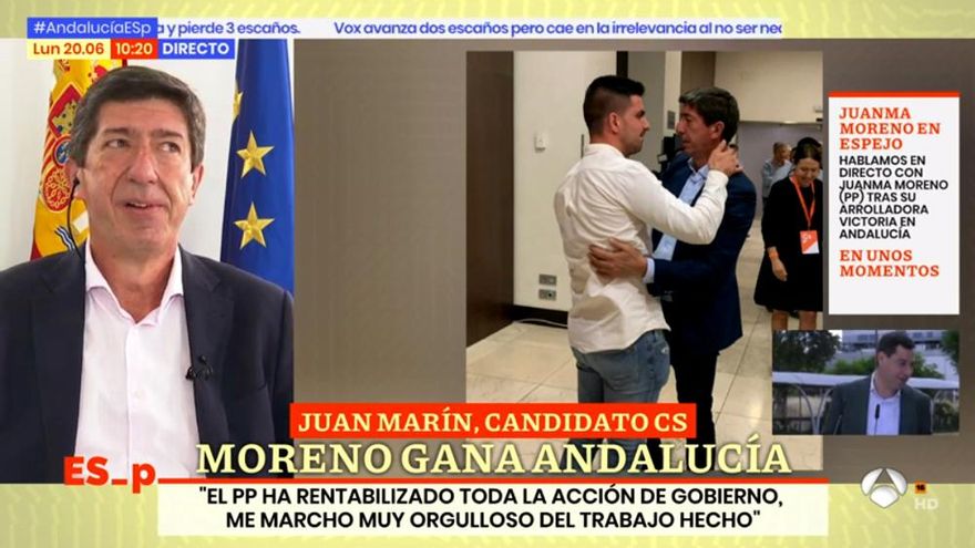 Las lágrimas de Juan Marín en 'Espejo Público' al hablar de sus hijos tras la debacle andaluza de Ciudadanos