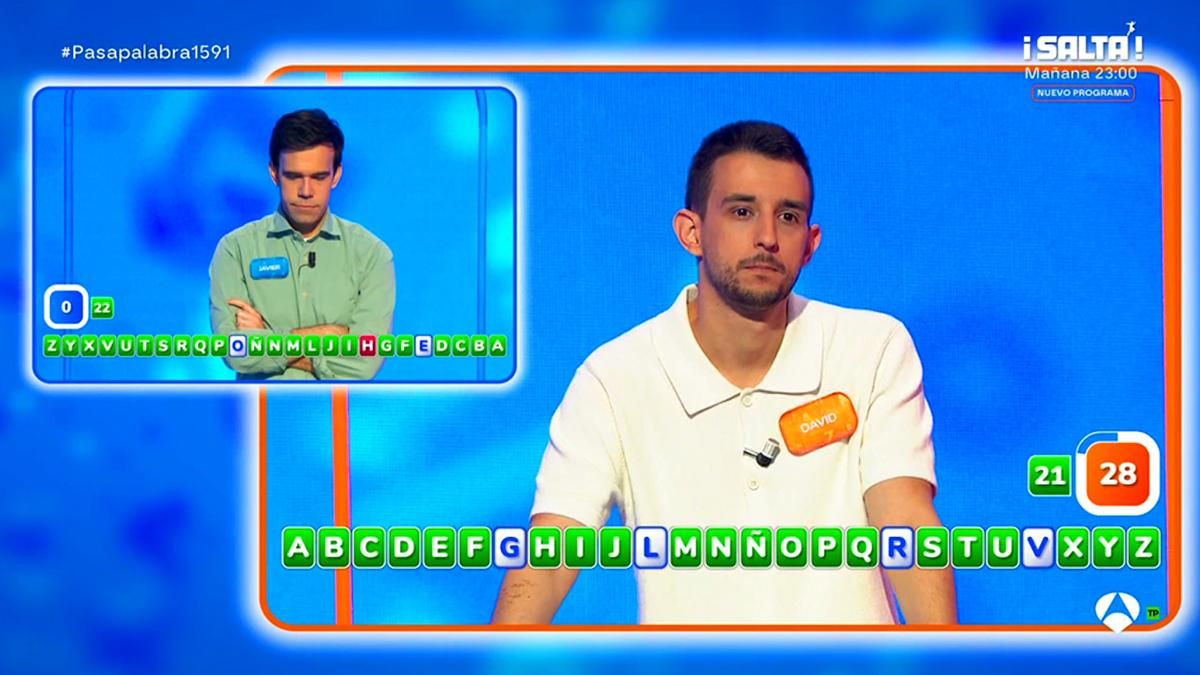 Javier y David, en su duelo de este martes en 'Pasapalabra'
