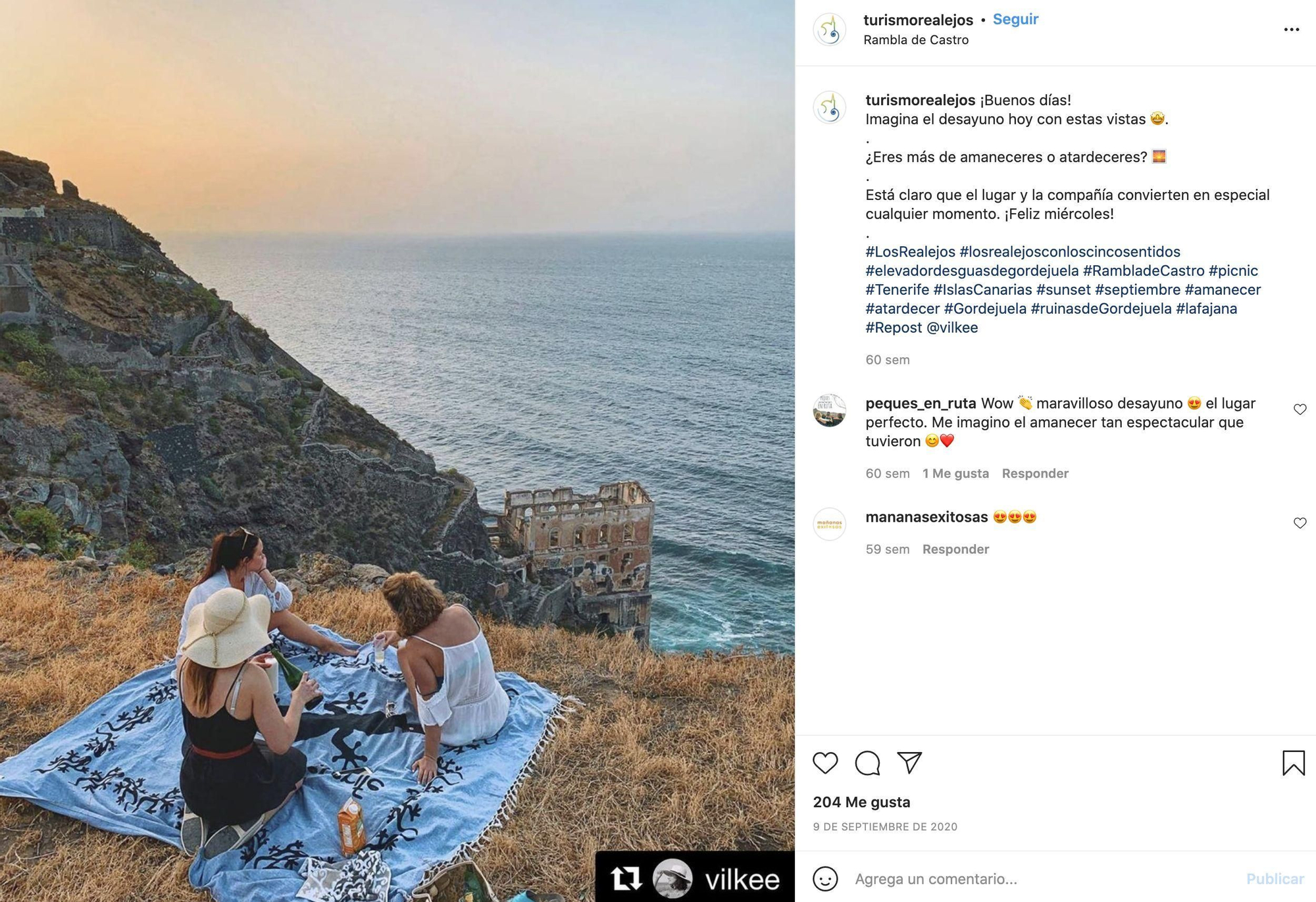 Turismo Realejos invita a sus seguidores a disfrutar de amaneceres y atardeceres con estas espectaculares vistas. / INSTAGRAM: TURISMOREALEJOS
