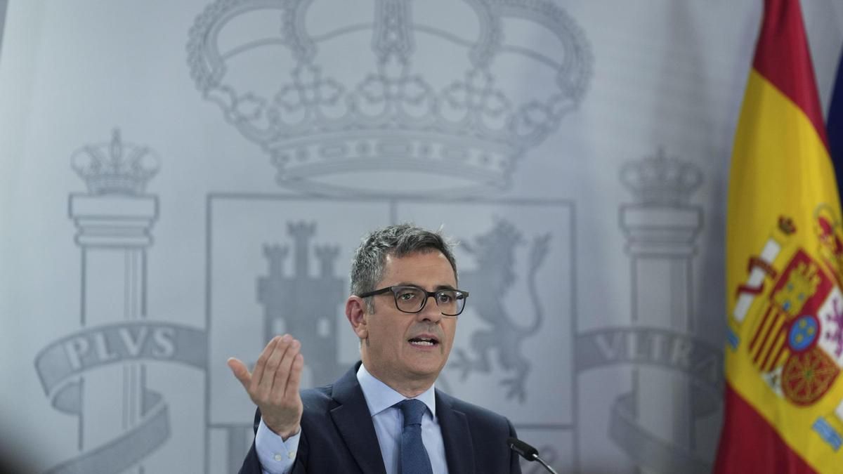 El ministro de la Presidencia, Justicia y Relaciones con las Cortes, Félix Bolaños, durante una rueda de prensa posterior al Consejo de Ministros