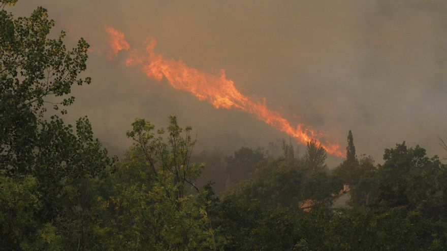 Archivo - Incendio en el término abulense de Navalacruz, a 16 de agosto de 2021, en Ávila, Castilla y León (España). El fuego se inició en Navalacruz este sábado y permanece activo en el nivel 2 con afección provisional de al menos 12.000 hectáreas. El di