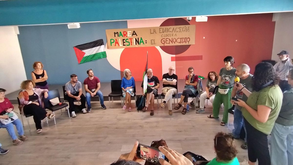 Una reunión de la Marea Palestina en el Círculo de Bellas Artes, este miércoles
