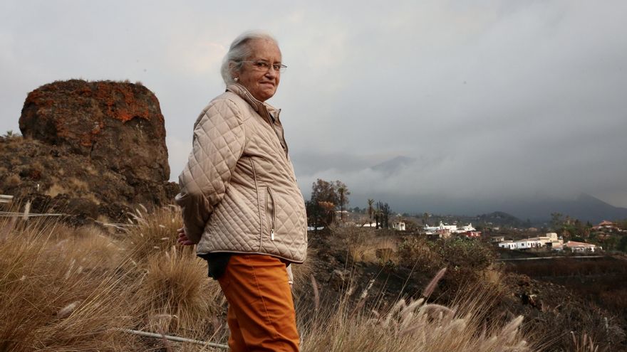 María Victoria Hernández, cronista oficial de Los Llanos de Aridane, en Piedra Hincada