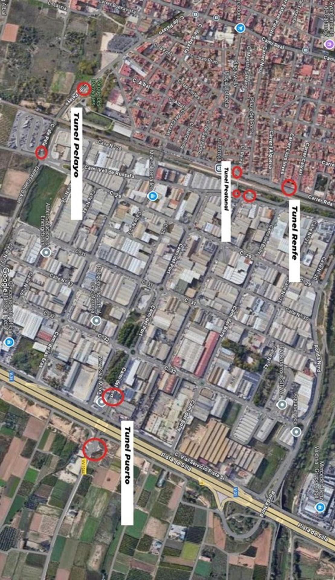 Los puntos donde se instalarán los sistemas de vigilancia en Catarroja.