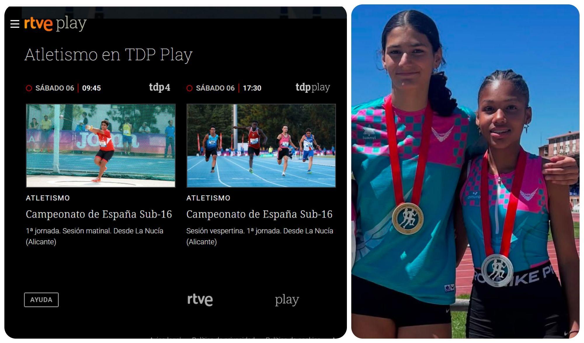 Retransmisión en RTVE Play del Campeonato Sub-16 de Atletismo. En la foto Aniel Aragón y Gabriela Barack Essengue.