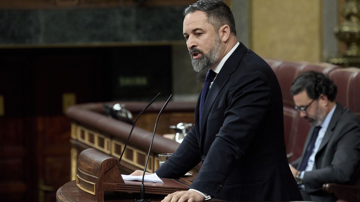 Archivo - El presidente de VOX, Santiago Abascal, interviene durante una sesión de control al Gobierno, en el Congreso de los Diputados, a 9 de octubre de 2024, en Madrid (España).