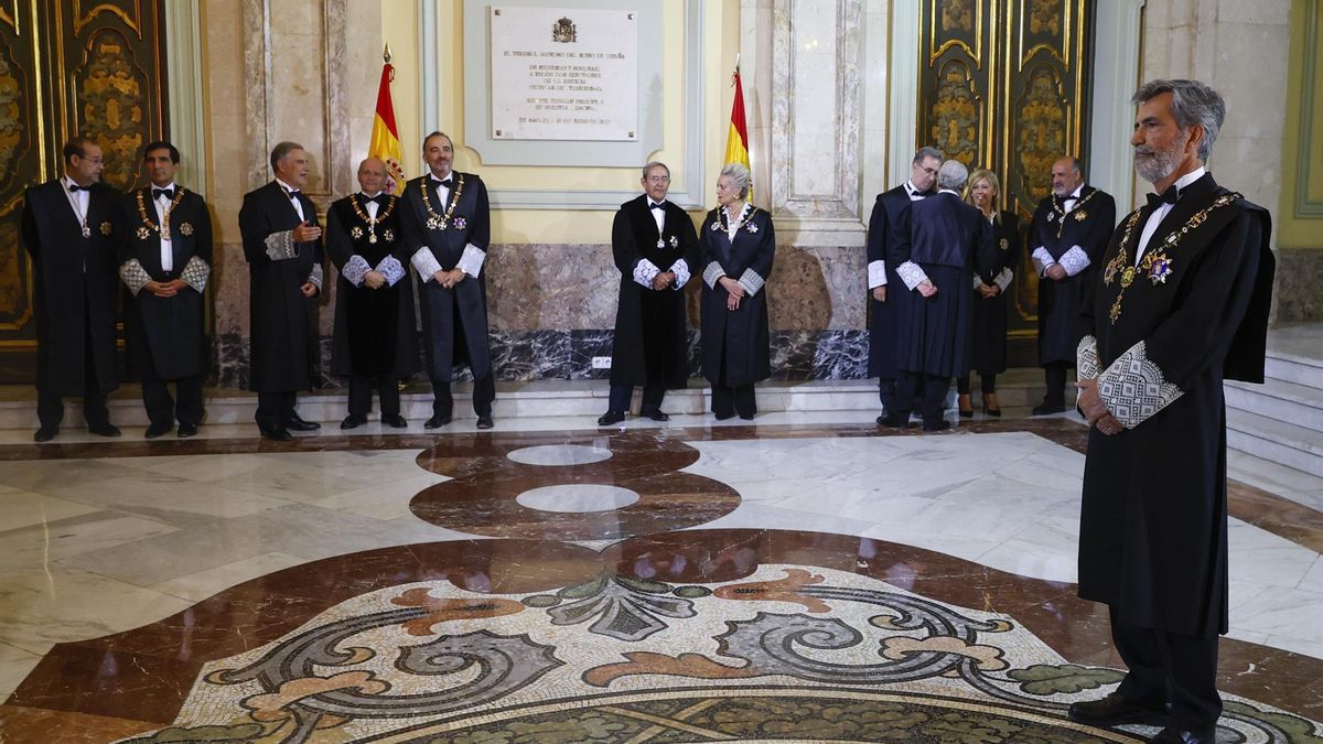El presidente del Tribunal Supremo, Carlos Lesmes, durante el acto de apertura del Año Judicial 2022/2023 en la sede del Tribunal Supremo, en Madrid.