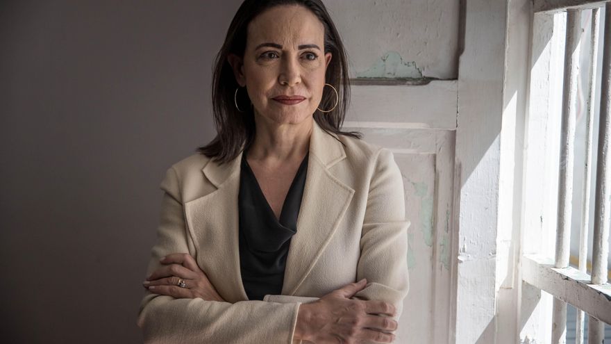 Imagen de archivo de la líder de la oposición venezolana y Premio Nobel de la Paz 2025, María Corina Machado. EFE/Ailen Diaz