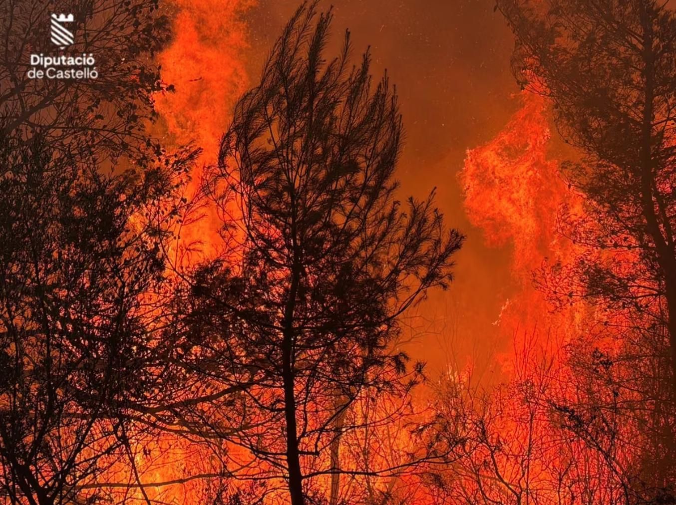 Imagen del incendio en la Vall d'Uixó captada por los Bomberos.