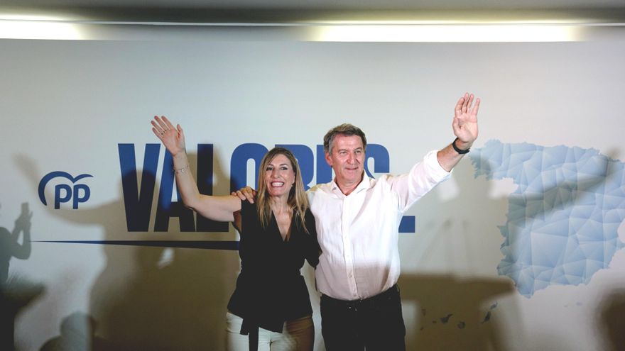 Archivo - El presidente del Partido Popular, Alberto Núñez Feijóo, y la presidenta de la Junta de Extremadura, María Guardiola, durante un acto para presentar la candidatura de reelección del líder del PP, a 2 de junio de 2025, en Cáceres, Extremadura (Es