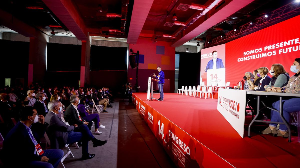 Héctor Gómez, durante su intervención en el 14º Congreso del PSOE en Gran Canaria