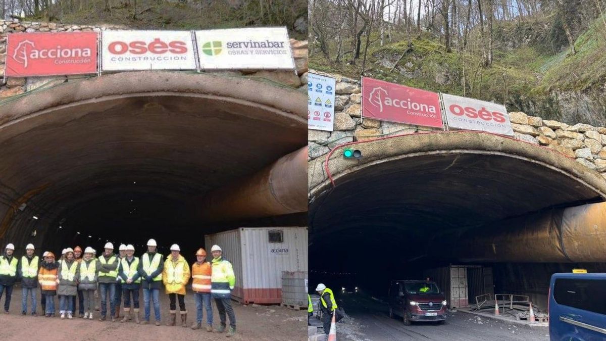 Boca norte del nuevo túnel de Belate, en la que ha desaparecido el cartel de Servinabar 2000, la empresa de Antxon Alonso y Santos Cerdán.
