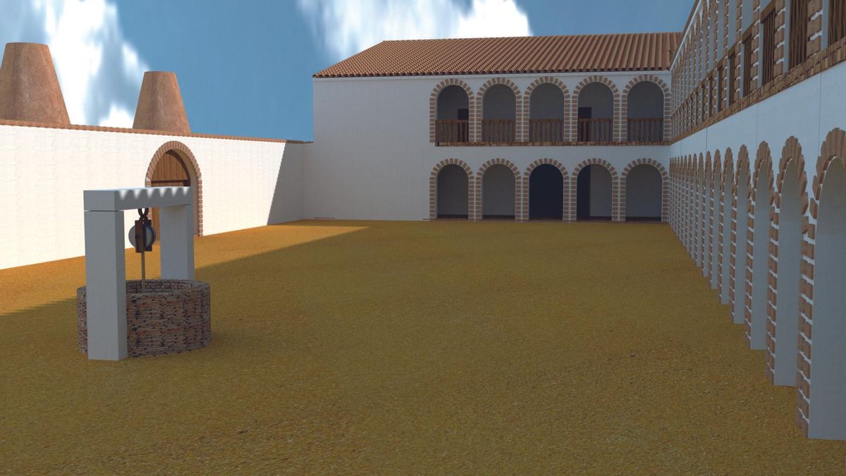 El patio porticado con su pozo