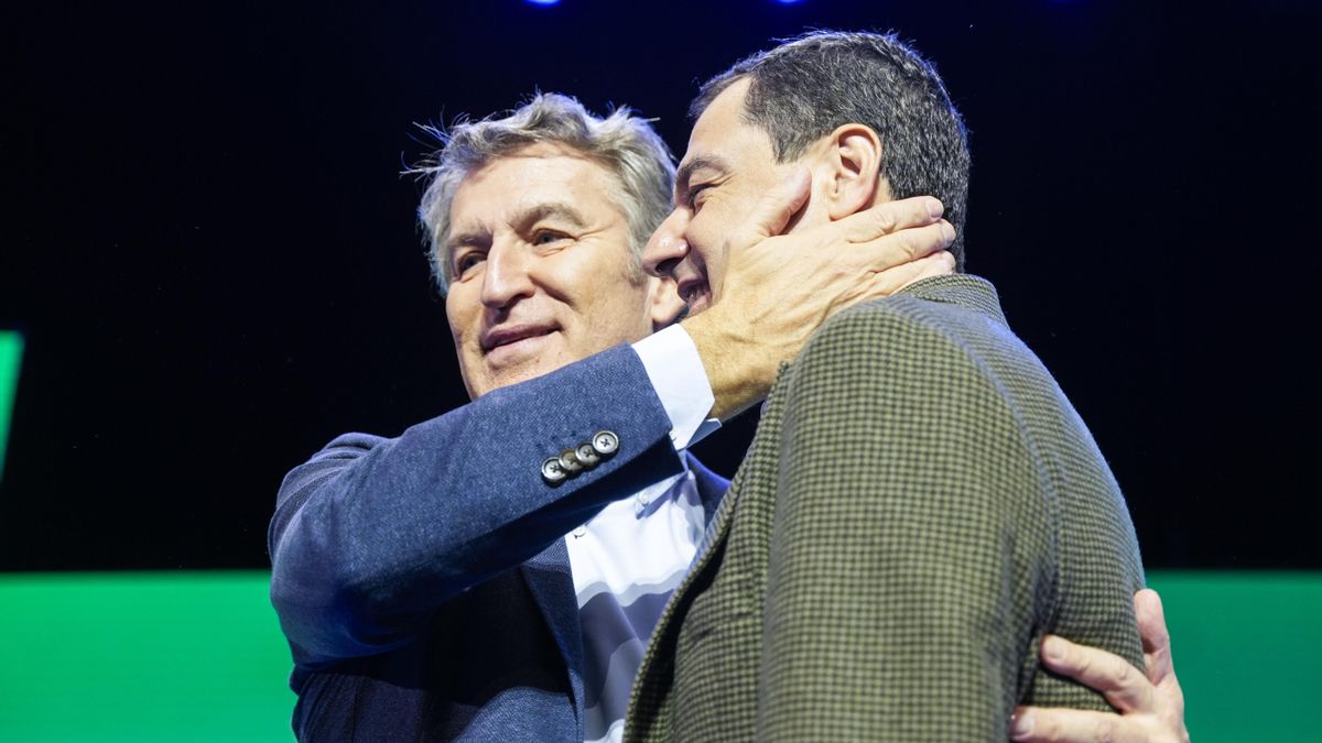 Alberto Núñez Feijóo y Juan Manuel Moreno, en la clausura del XVII Congreso del PP andaluz.