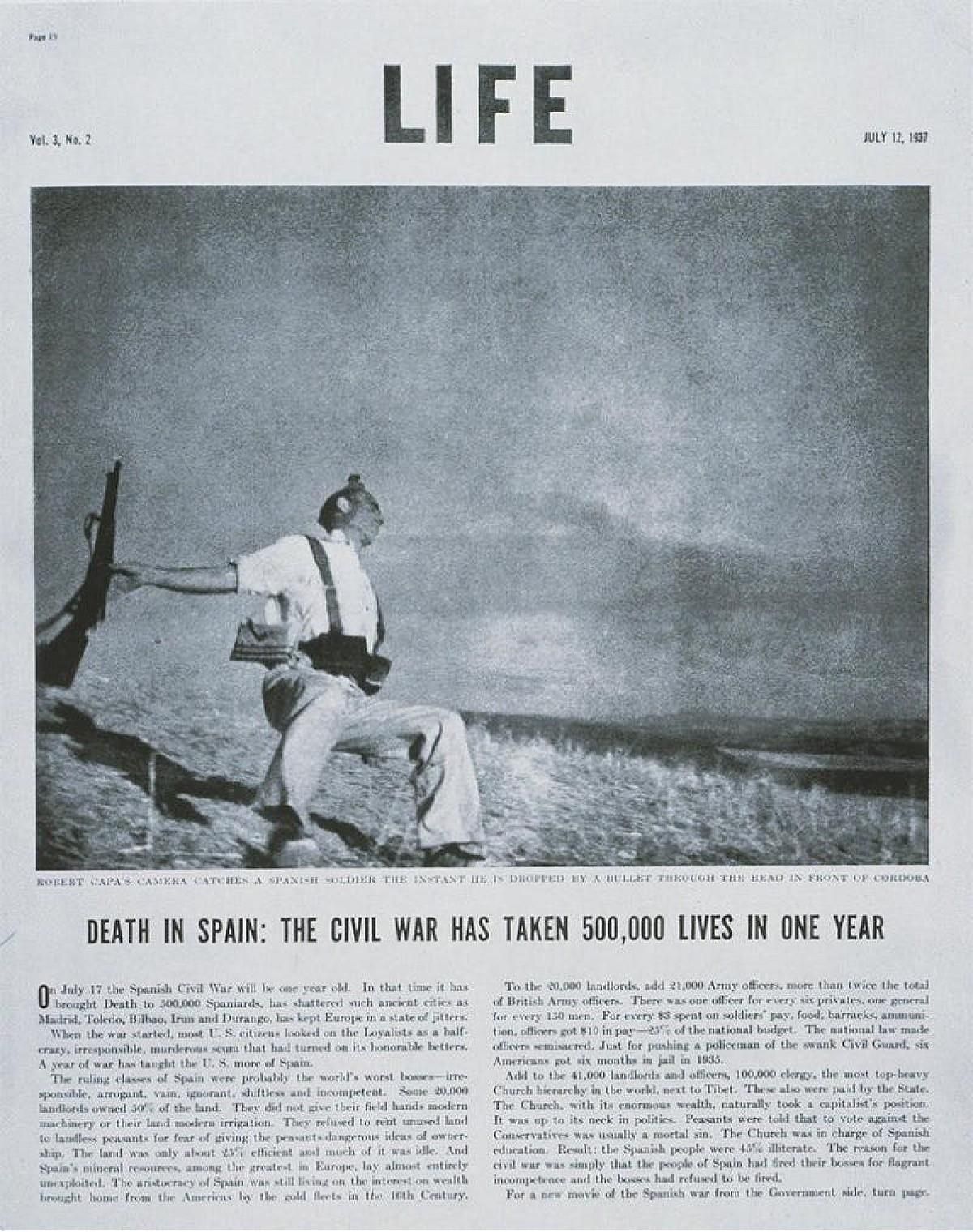 La famosa imagen de la Guerra Civil de Robert Capa del miliciano caído, que resultó ser un posado.