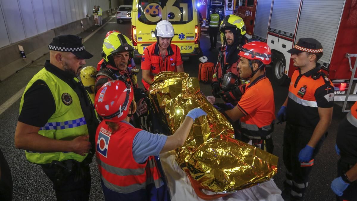 Simulacro de accidente en el túnel de los omeyas