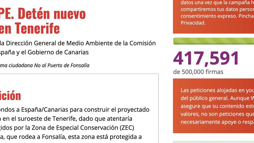 Ecologistas en Acción consigue más de 400.000 firmas en contra del puerto de Fonsalía