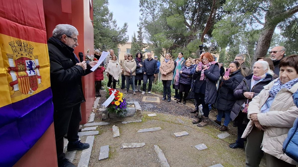 El secretario general de la PAMA, Adolfo Barrena, este lunes en el acto en Torrero.