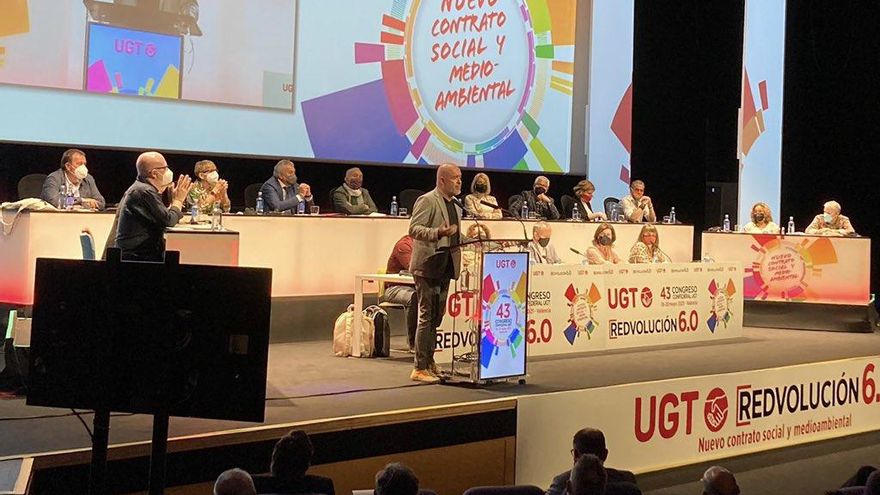 El secretario general de CCOO, Unai Sordo, interviene en el 43 congreso confederal de UGT.