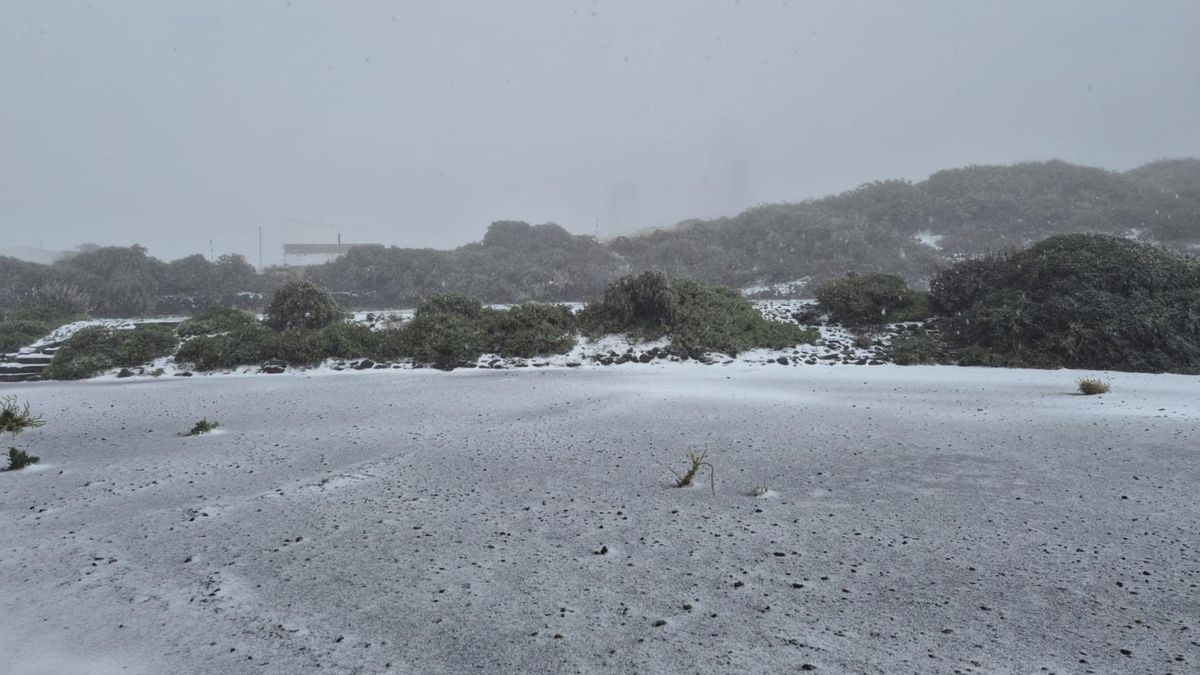 Nieva en las cumbres de La Palma