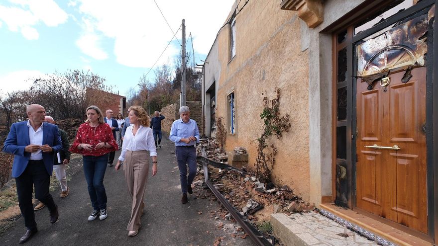 La vicepresidenta de la Junta, Isabel Blanco, revisando daños de los incendios en Castrocalbón.