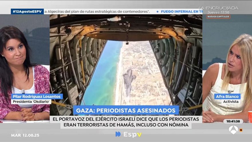 Afra Blanco y Pilar Rodríguez se enfrentan por el genocidio en Gaza: "¿Puedes condenar lo que hace Netanyahu, sí o no?"