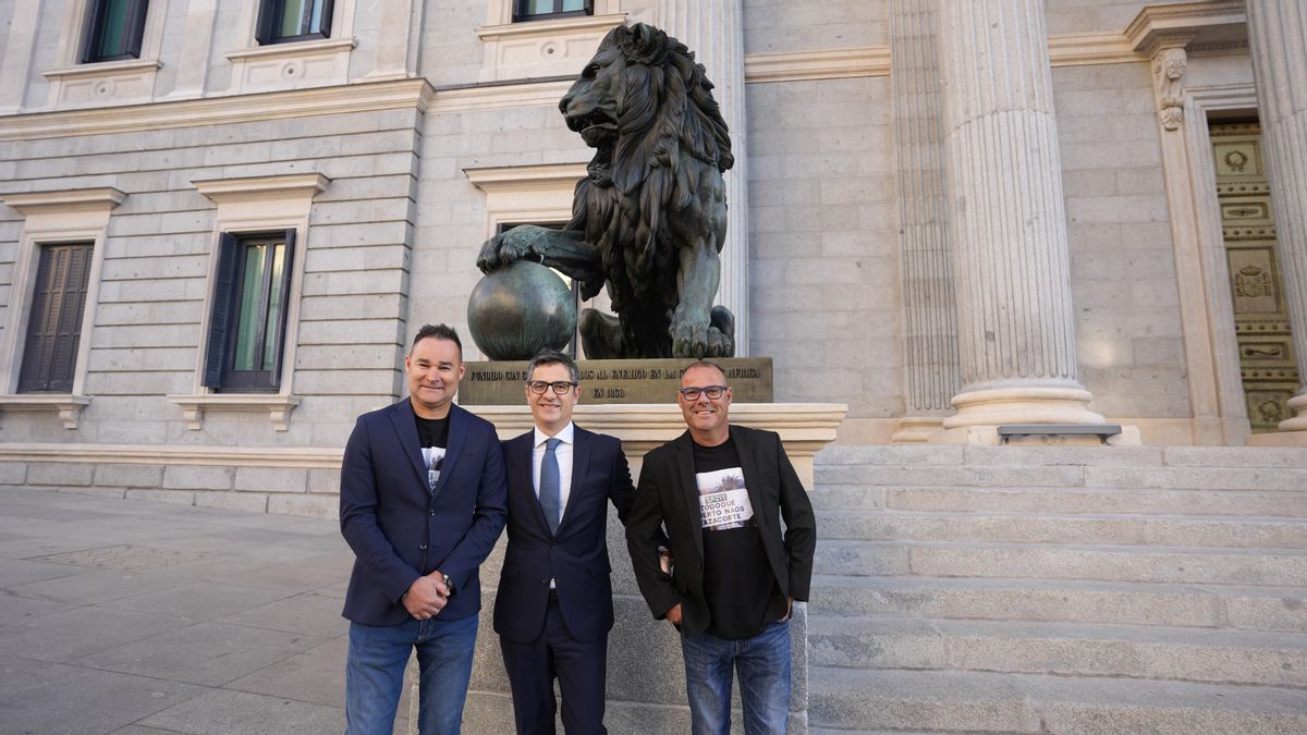 Los hermanos Jacob y Adalberto, afectados por el volcán de La Palma, visitan al ministro Félix Bolaños en Madrid