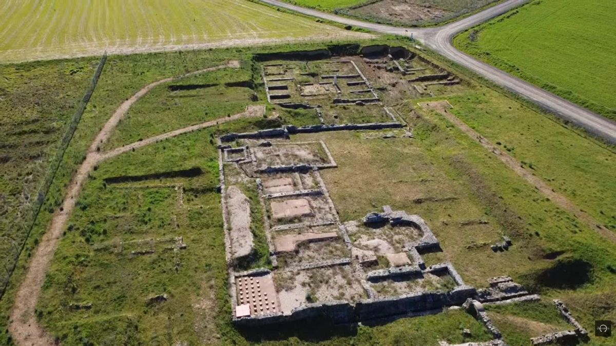 Yacimiento arqueológico de la ciudad de Lancia visto desde un dron.