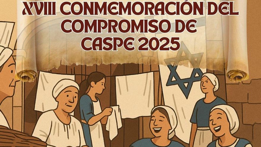 Mujeres lavando ropa y una estrella de David de fondo: el polémico cartel para presentar el Compromiso de Caspe