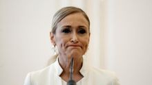 Cristina Cifuentes, durante la rueda de prensa en la que anunció su dimisión.