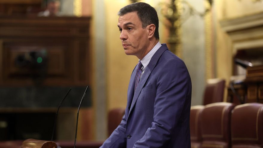 El presidente del Gobierno, Pedro Sánchez, interviene durante una sesión plenaria, en el Congreso de los Diputados, a 8 de junio de 2022.