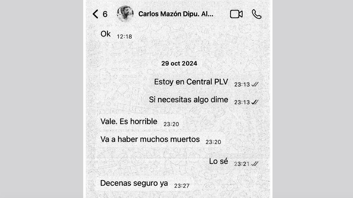 Los whatsapps de Mazón a la alcaldesa de València la noche de la dana: "Va a haber muchos muertos, decenas"