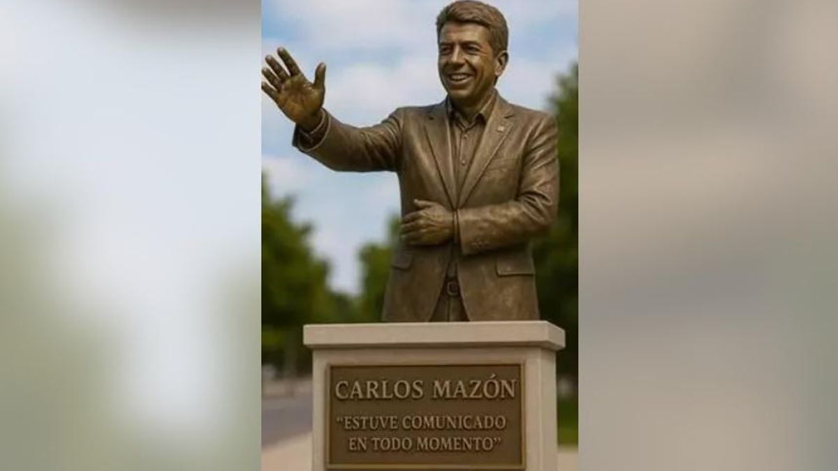 Imagen que recrea la propuesta de estatua irónica dedicada a Carlos Mazón.