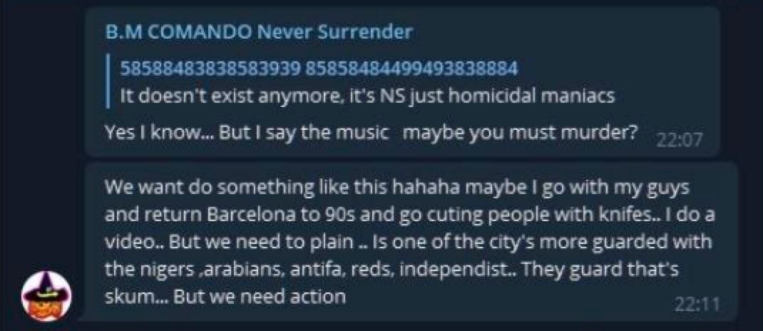 Uno de los mensajes intercambiados en el chat