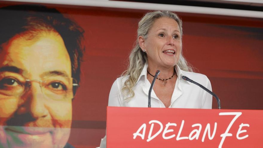 Montse Mínguez este jueves durante la rueda de prensa tras la reunión de la Comisión Ejecutiva Federal del PSOE en Ferraz.