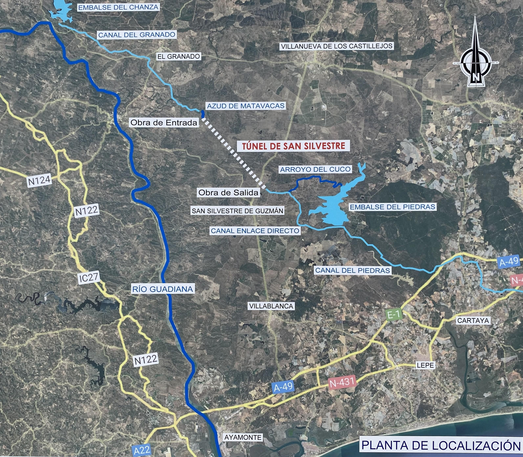 Ubicación del túnel de San Silvestre en Huelva.