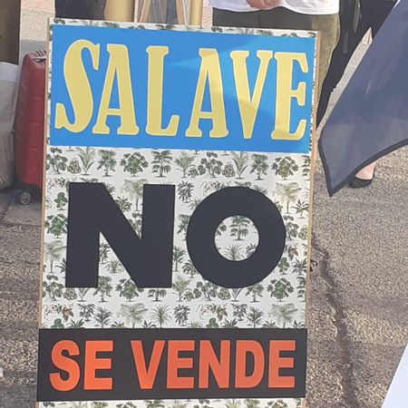 Las protestas por el proyecto se han sucedido en los últimos años y se han colocado carteles con el eslogan "Salave no se vende"