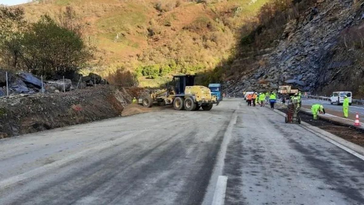 Obras en la autopista del Huerna (AP 66).