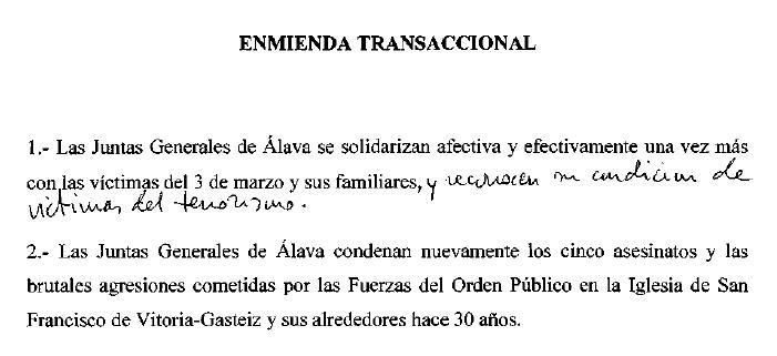 La enmienda de 2001, con la anotación a mano