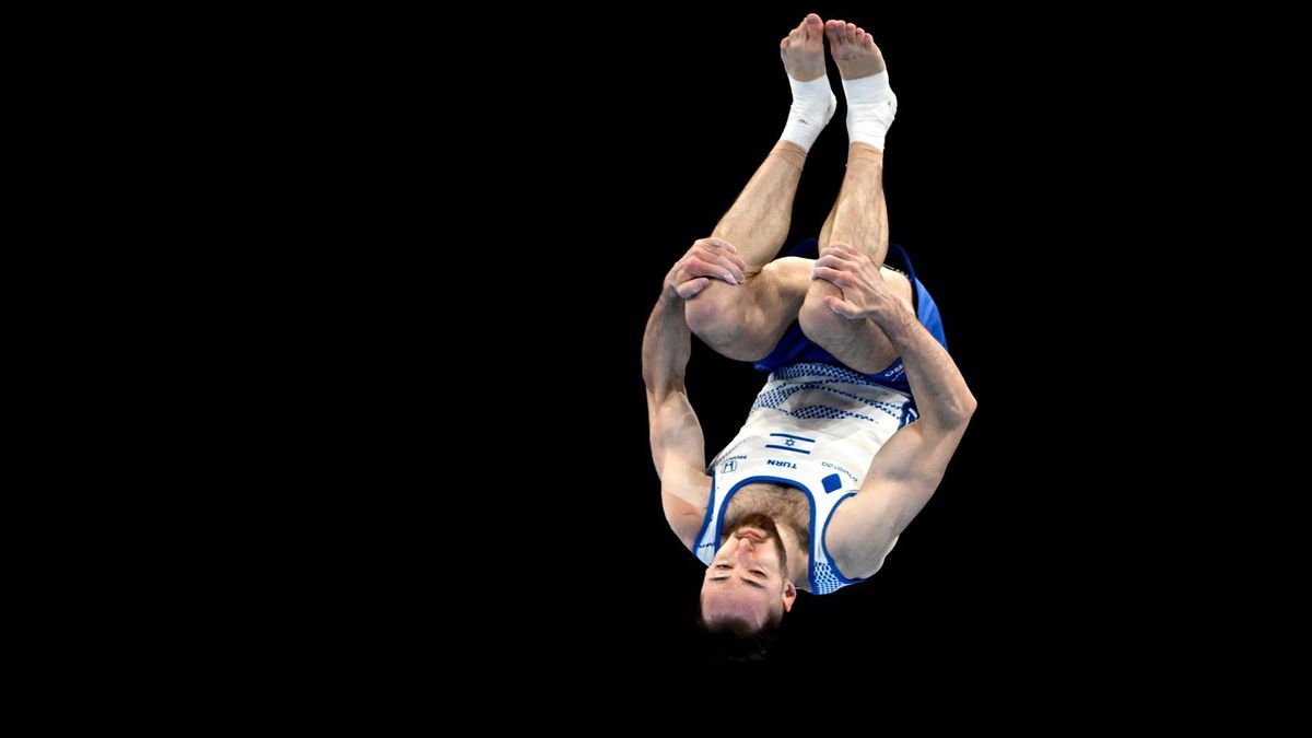 Artem Dolgopyat during his participation in the men's final of the 2022 European Championships in Munich.