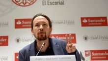 Pablo Iglesias, en la clausura del curso de verano de El Escorial organizado por Podemos.