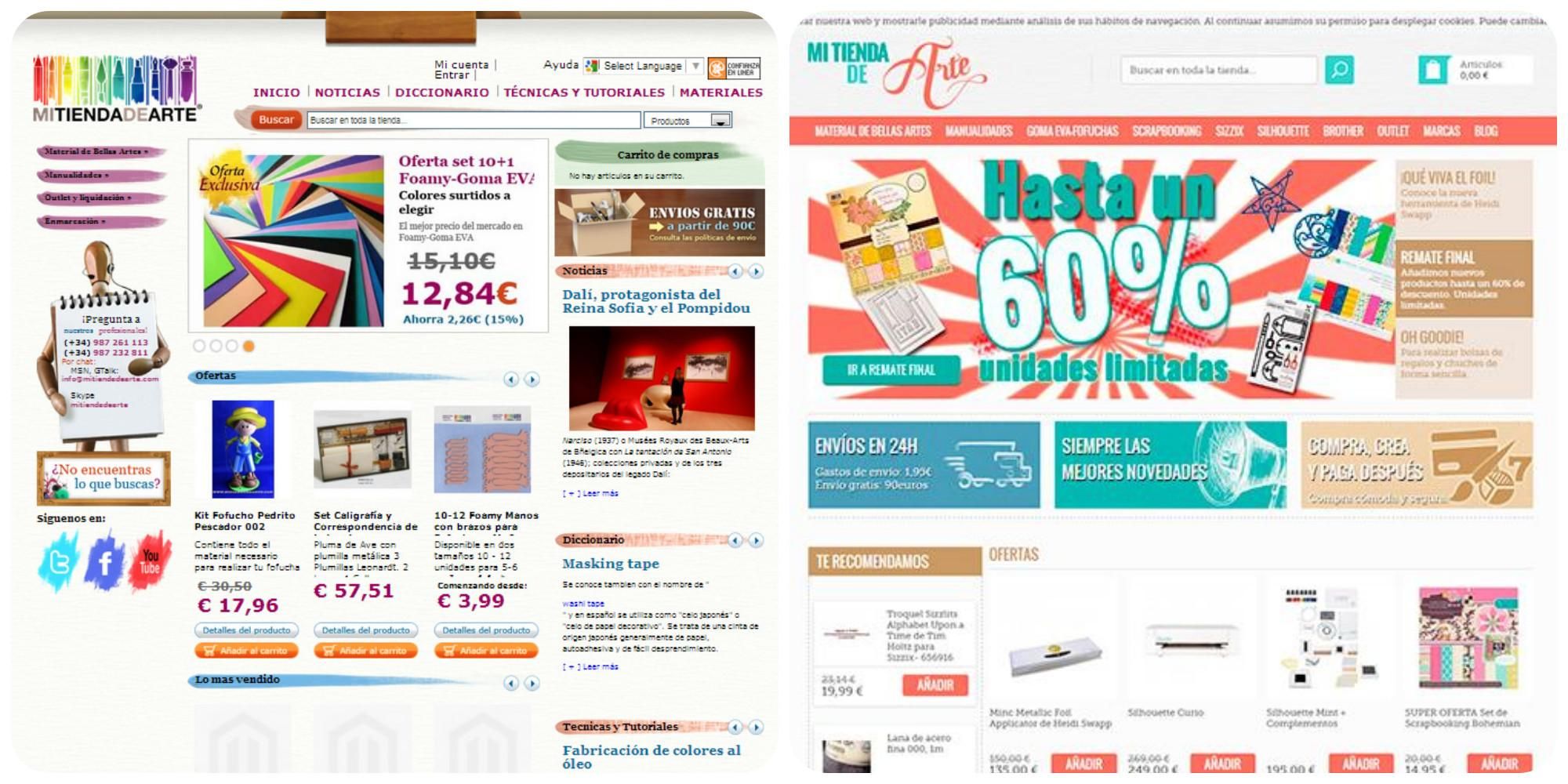 Antiguas versiones de MiTiendadeArte.com hasta 2023.