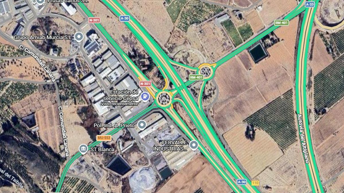 Corte de A-30 en sentido Madrid, en el cruce de Blanca