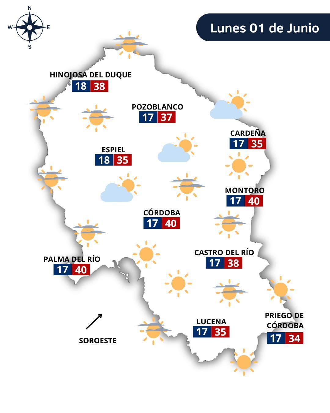 Mapa del lunes.