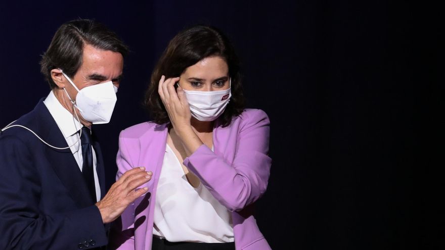 El expresidente del Gobierno, José María Aznar y la presidenta de la Comunidad de Madrid, Isabel Díaz Ayuso.