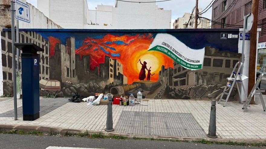 Un mural en el corazón de Las Palmas de Gran Canaria para no olvidar Palestina