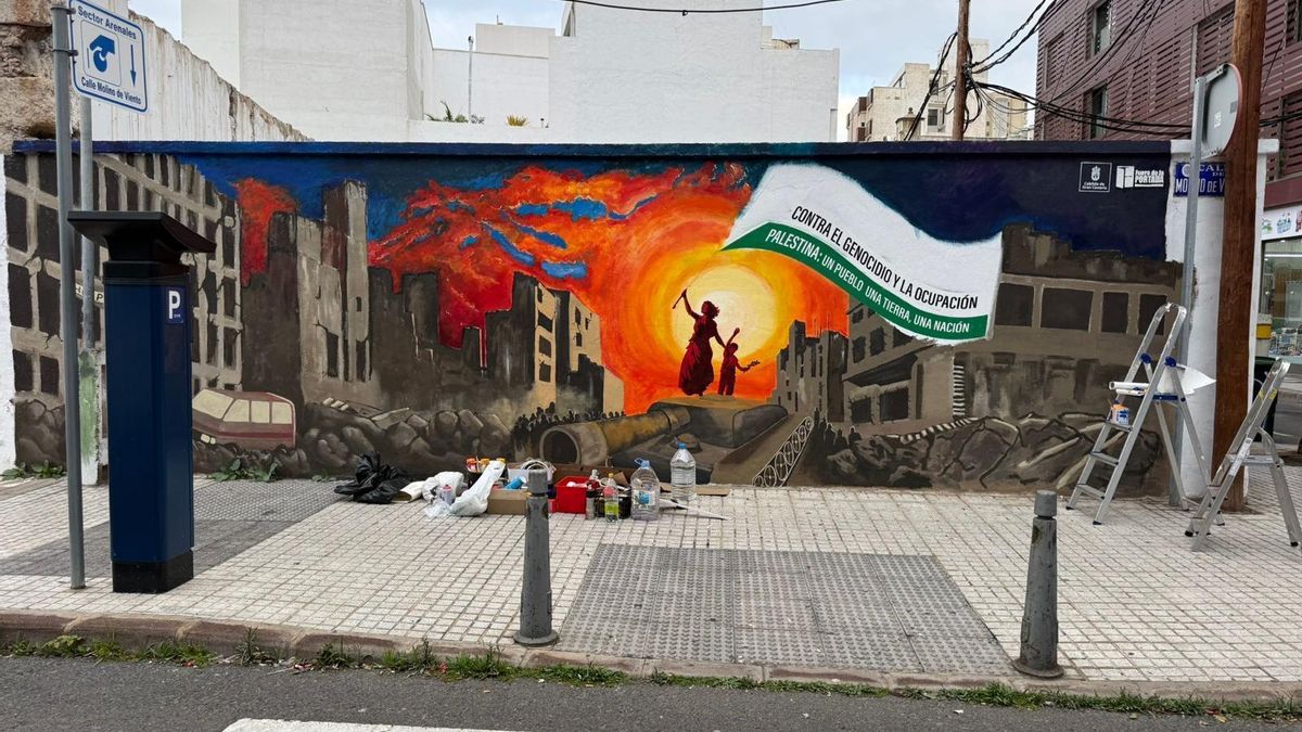 Un mural en el corazón de Las Palmas de Gran Canaria para no olvidar Palestina