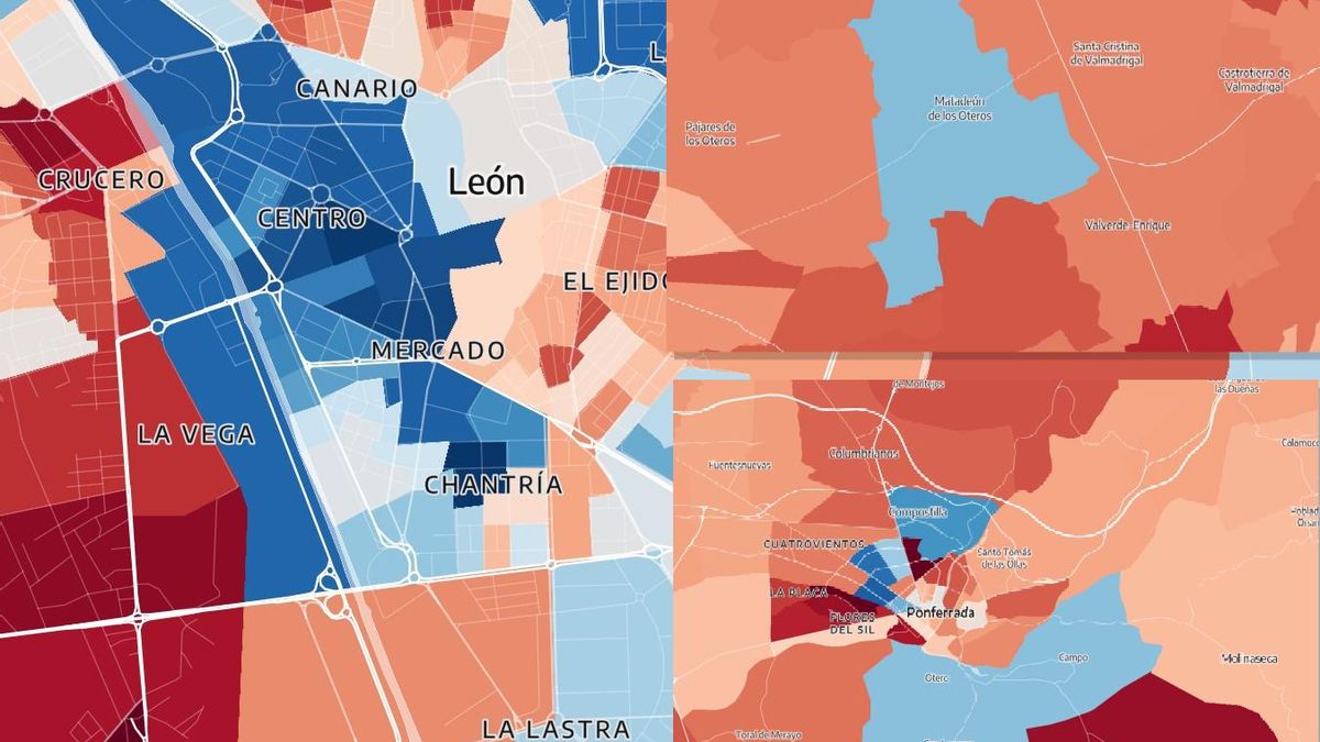 Mapa de rentas por familia en la provincia de León